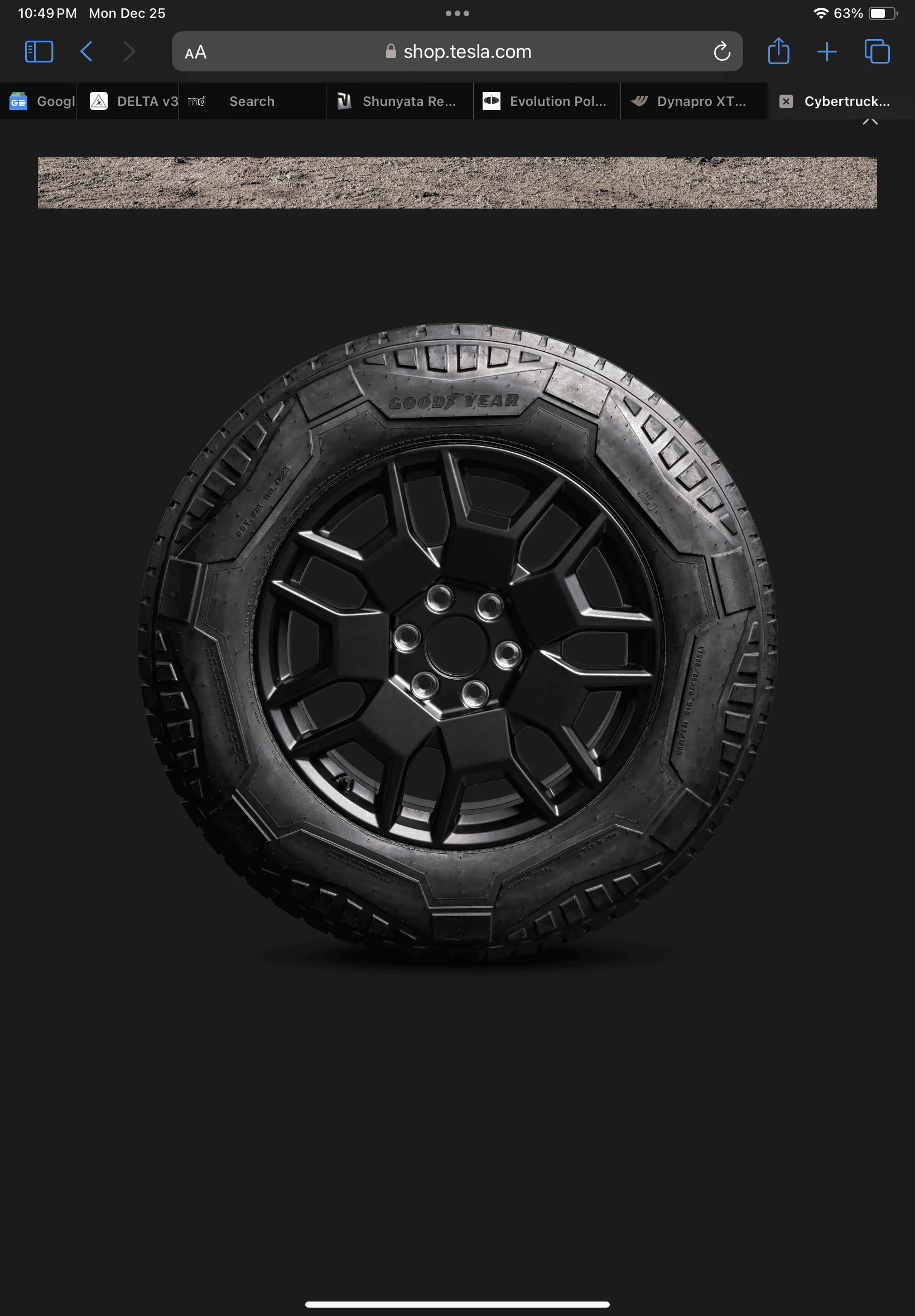 Tesla Cybertruck Snow rating on All Terrain Tires for Dual Motor Foundation Series Cybertruck? IMG_0041