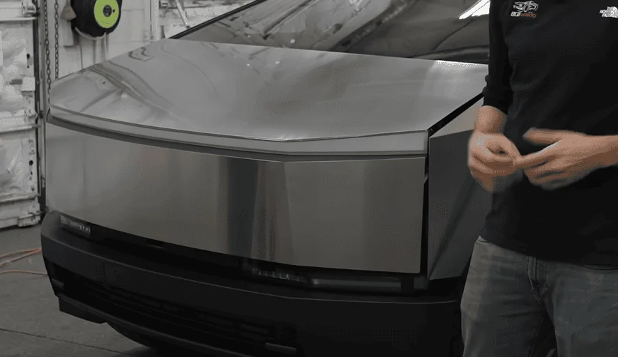 Tesla Cybertruck PPF install on Cybertruck hood & doors (STEK DYNOchrome-black matte PPF) 1703603201940