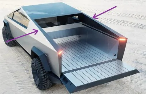 Tesla Cybertruck Cybertruck bed measured, with a measuring tape h3KnZsC