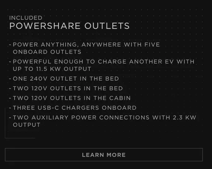 Tesla Cybertruck Frunk Auxiliary Power Tap / Power Feed Specs (48V and 400W) 1703740767458
