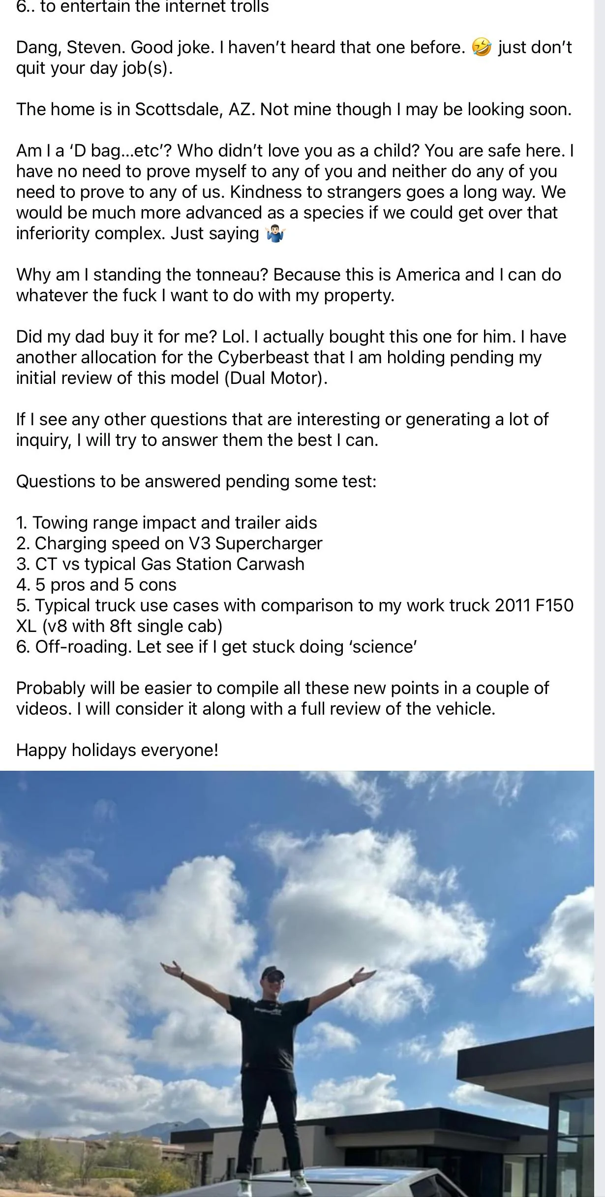 Tesla Cybertruck Cybertruck owner doing a Cannonball Run style trip and answering questions IMG_1607