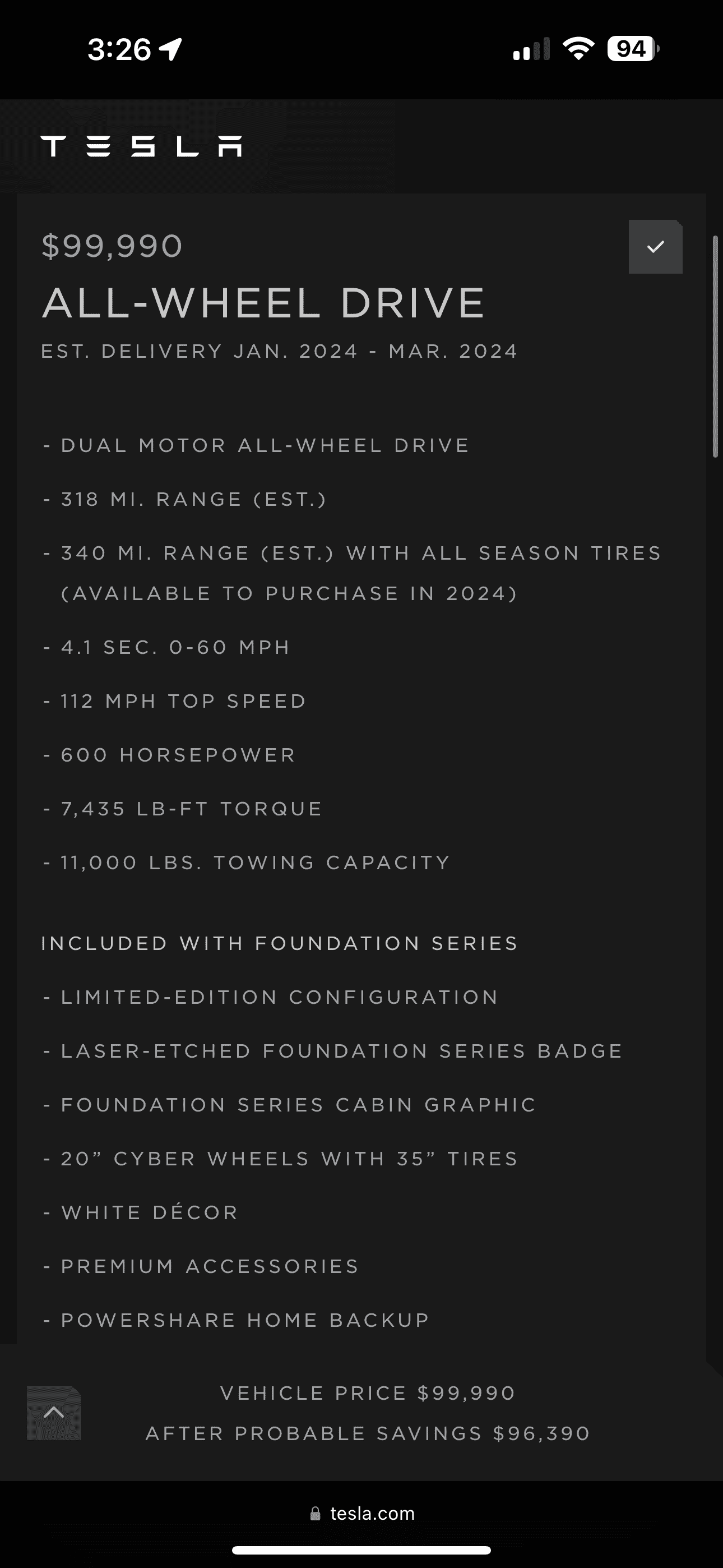 Tesla Cybertruck Pls lock thread, My bad, brain fart. $99k for awd and $119k for beast is normal launch pricing. IMG_1033