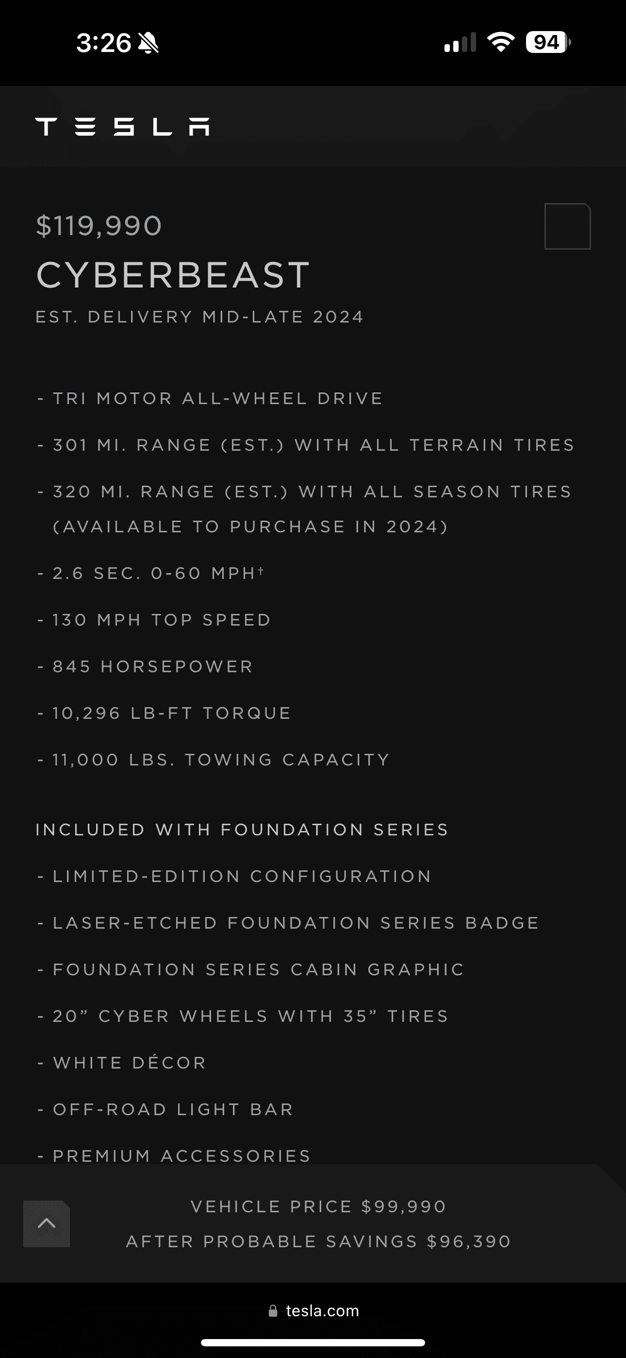 Tesla Cybertruck Pls lock thread, My bad, brain fart. $99k for awd and $119k for beast is normal launch pricing. IMG_1034