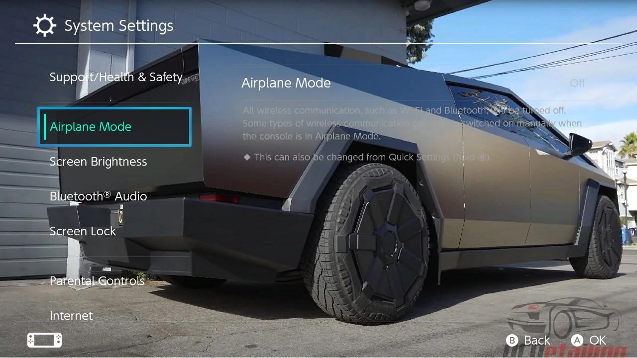 Tesla Cybertruck Cybertruck Nintendo Switch Theme settings