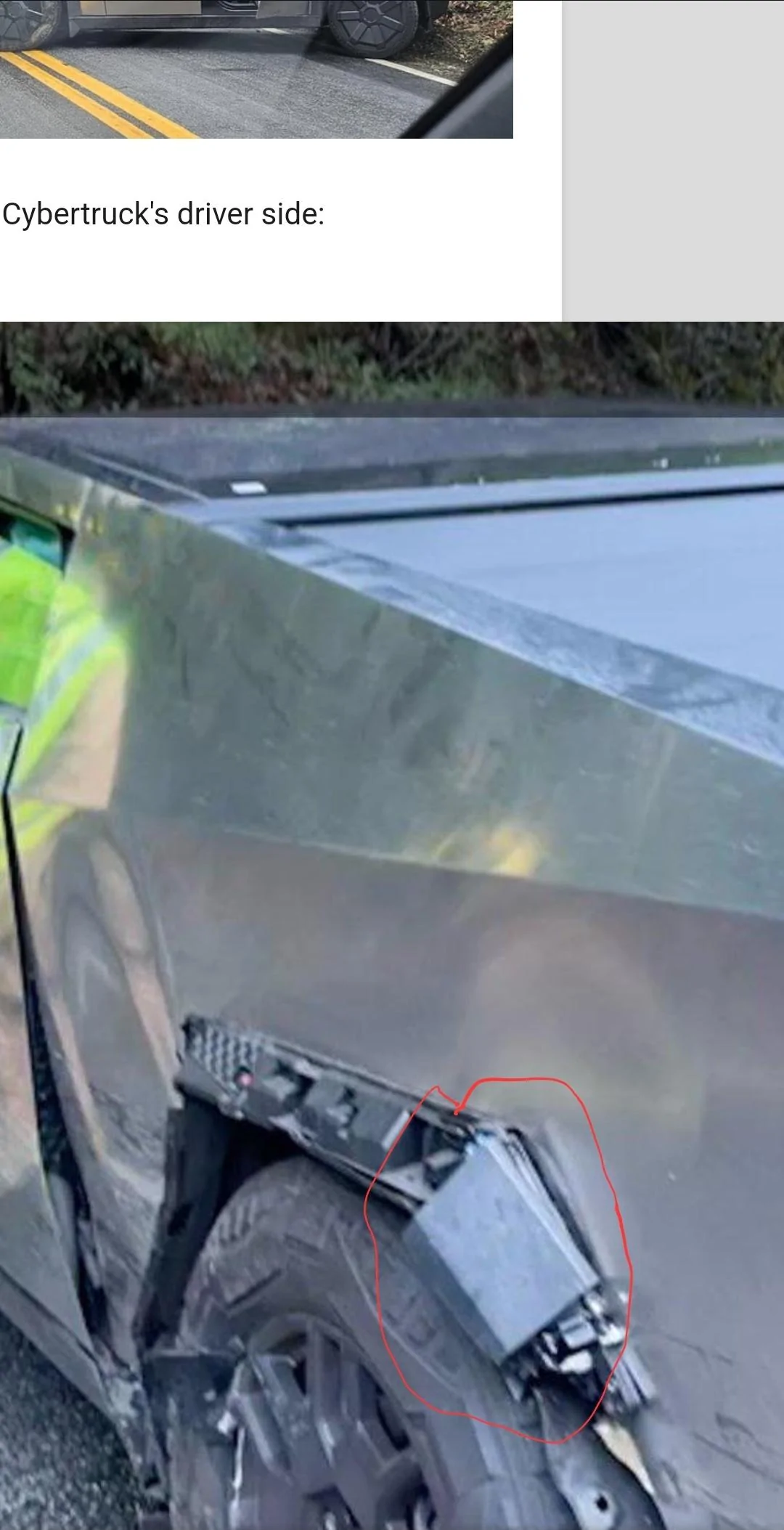 Tesla Cybertruck First Cybertruck crash accident -- head on collision w/ Toyota Corolla Screenshot_20231229_100347_Chrom