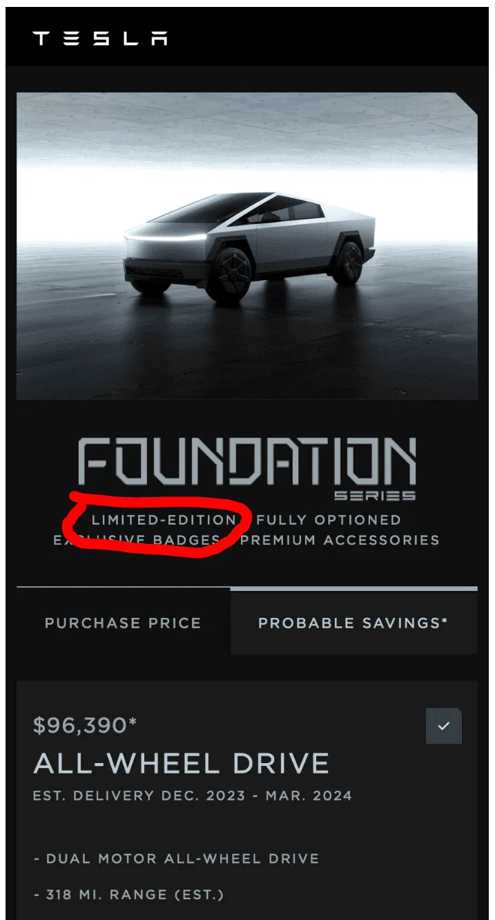 Tesla Cybertruck Sub-2% conversion rate on Foundation series 1704251476298