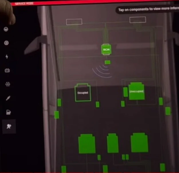 Tesla Cybertruck Cybertruck UI Service Mode screen captures from Out of Spec Reviews YT vid Service Mode - S3 safety - seat controls - Tesla Cybertruck Full Tour! Exposing All Details -