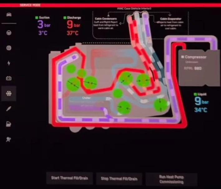 Tesla Cybertruck Cybertruck UI Service Mode screen captures from Out of Spec Reviews YT vid Service Mode - T3 thermal valves - Tesla Cybertruck Full Tour! Exposing All Details - Servic