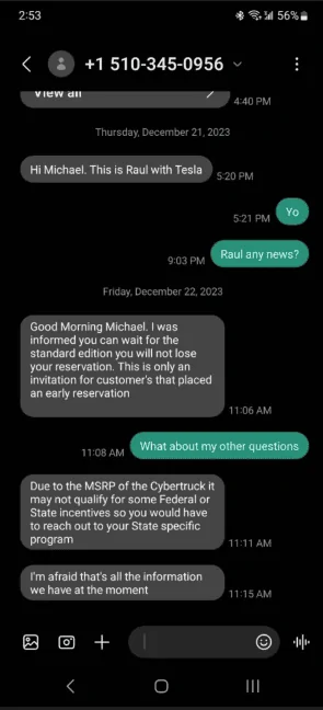 Tesla Cybertruck Has anyone with a Founder’s invite actually talked to Tesla about the process if you want to wait for the non-founder’s version? 1704484815558