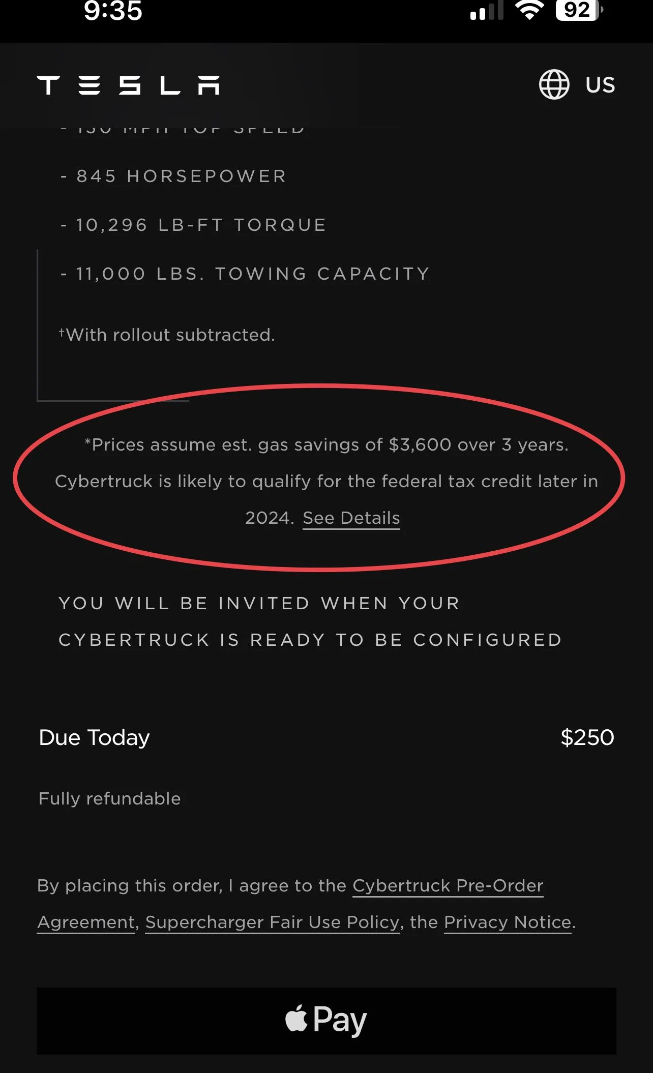 Tesla Cybertruck The AWD Cybertruck no longer includes "Probable Savings" of the $7,500 Tax Credit on Tesla's Website? 3177B3F7-FB76-4D5A-8030-E3942914416C