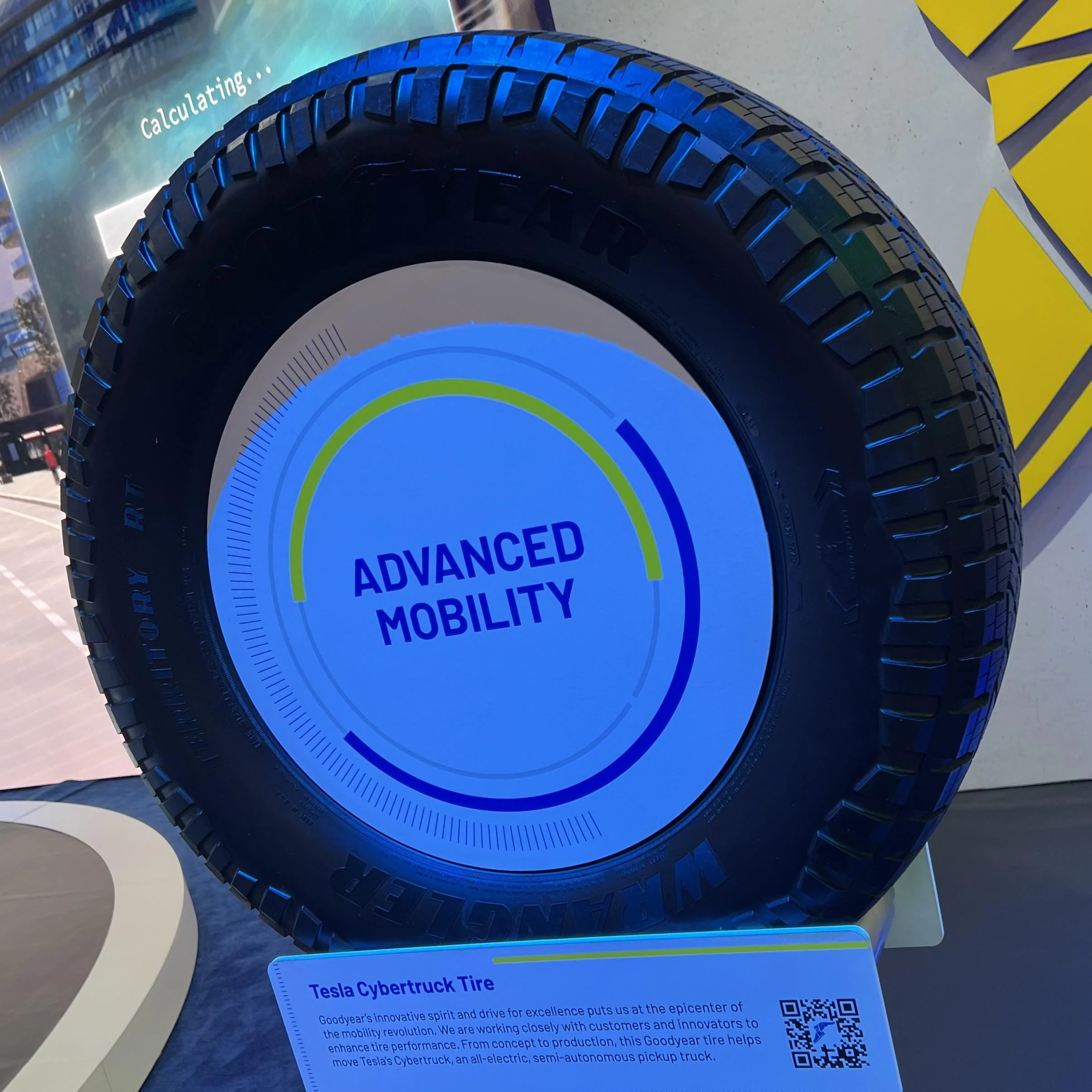 Tesla Cybertruck CyberTire -- Tesla Cybertruck Tire on display at CES 2024 IMG_5630