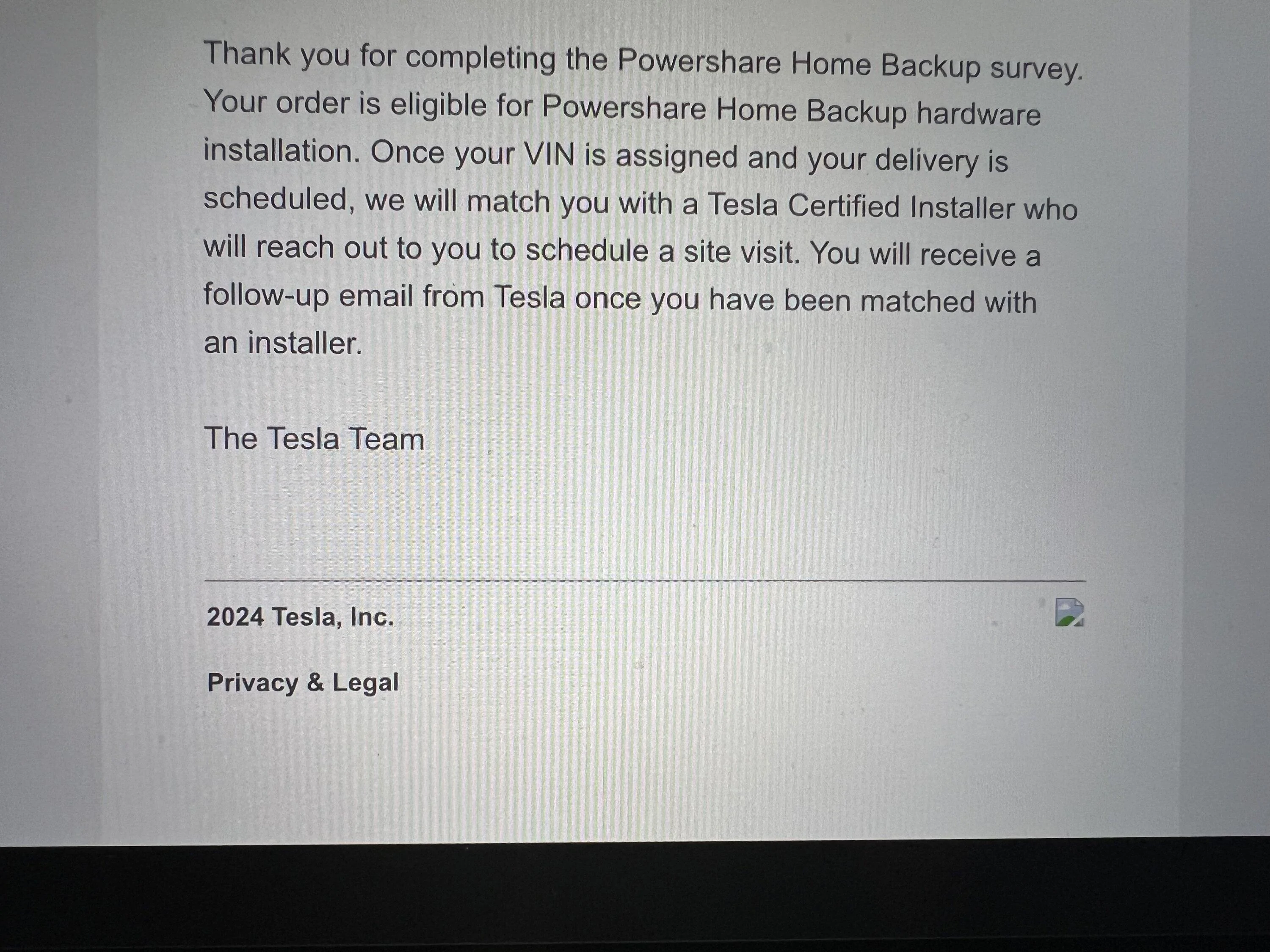 Tesla Cybertruck 2nd PowerShare installation email received IMG_6174