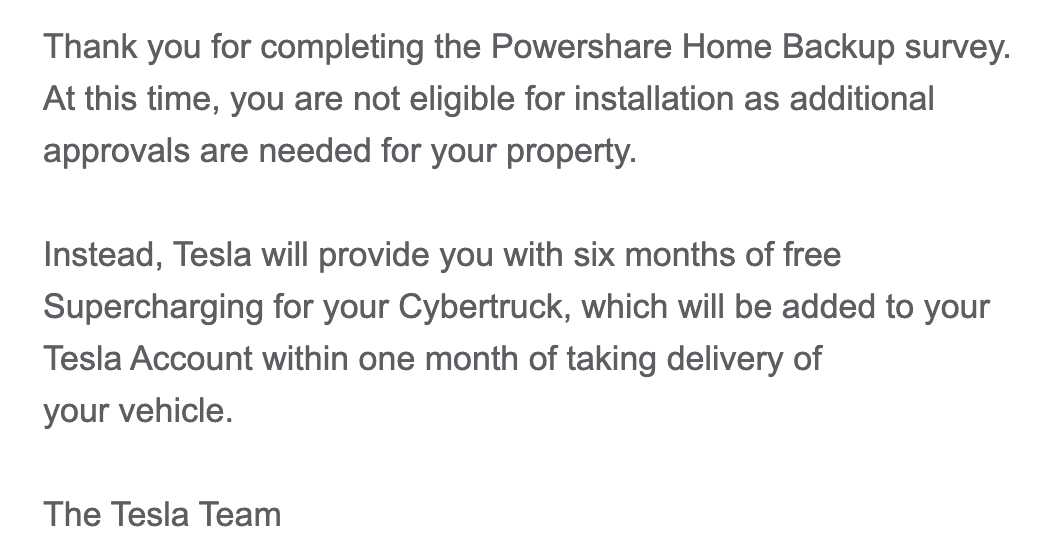 Tesla Cybertruck Powershare Home Backup Denial Screenshot 2024-01-10 at 1.17.37 PM