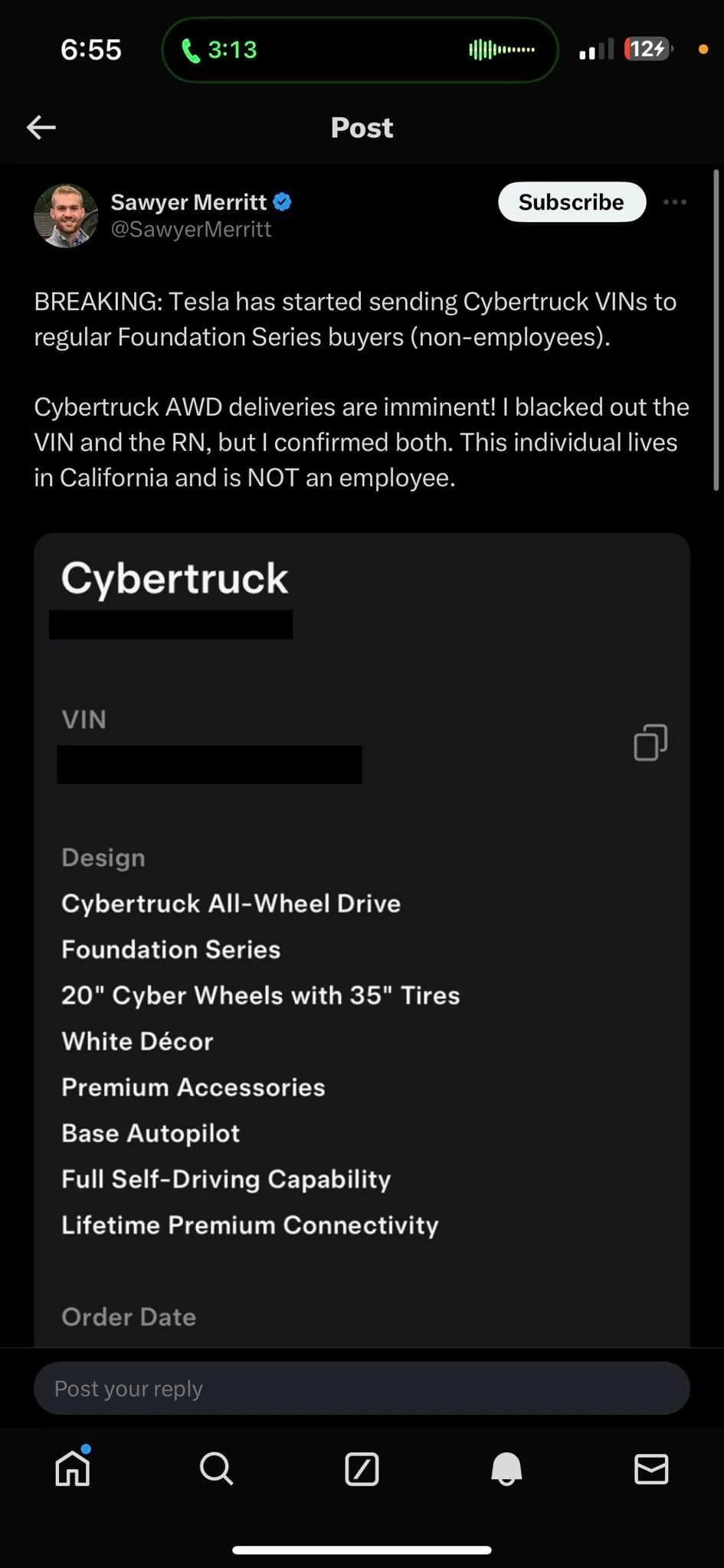 Tesla Cybertruck My Cybertruck VIN has been assigned (non-employee)! 🙌 IMG_3488