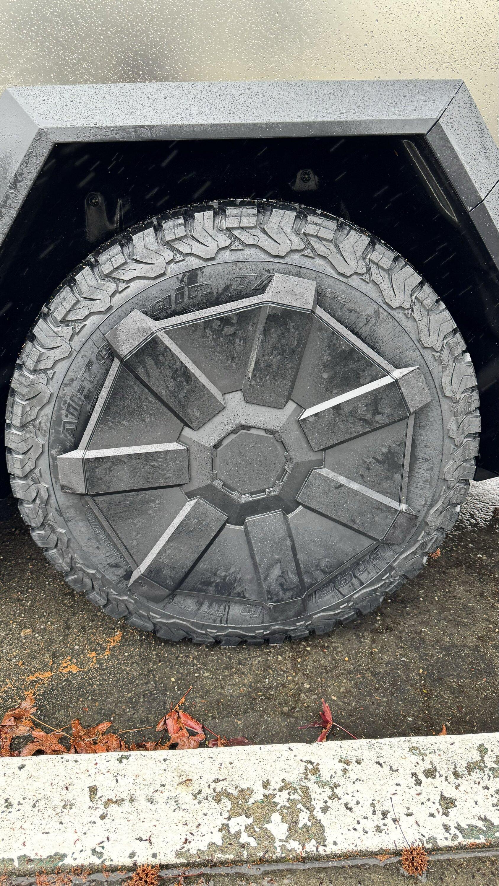 Tesla Cybertruck BFG K02 Tires installed on Cybertruck. Aero covers fit 👍 BFG KO2 tires Cybertruck 1