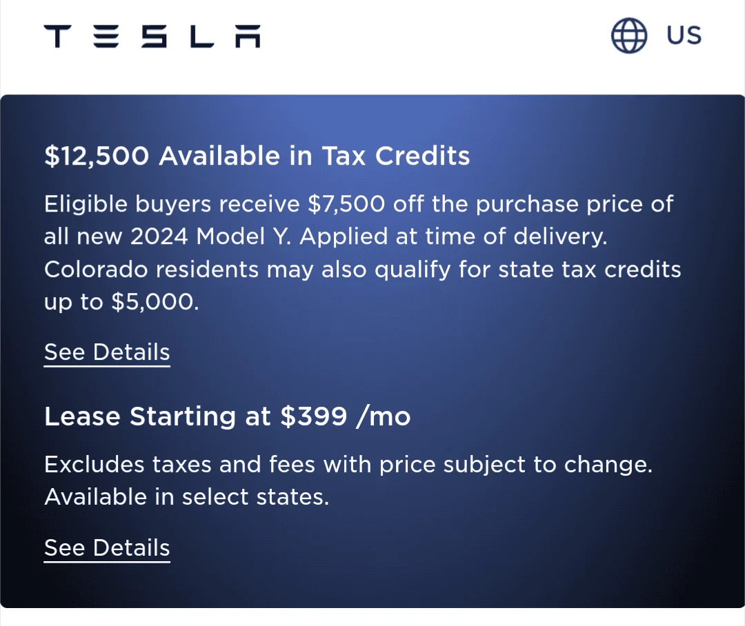 Tesla Cybertruck $7500 POS Federal Tax credit live at Tesla! (Twice a year!) Screenshot_20240113-072620