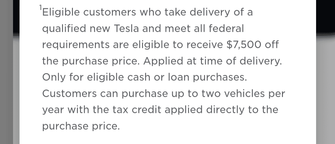 Tesla Cybertruck $7500 POS Federal Tax credit live at Tesla! (Twice a year!) Screenshot_20240113-072915