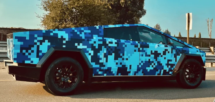 Tesla Cybertruck Dark Grey / Black Camo wrapped Cybertruck looks awesome 1705172079275
