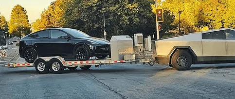 Tesla Cybertruck Towing tested with 6,000lb Tesla and trailer load zimage7164