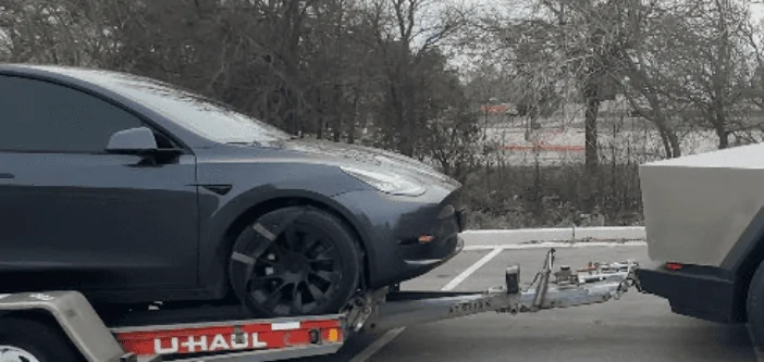 Tesla Cybertruck Towing tested with 6,000lb Tesla and trailer load zimage7165