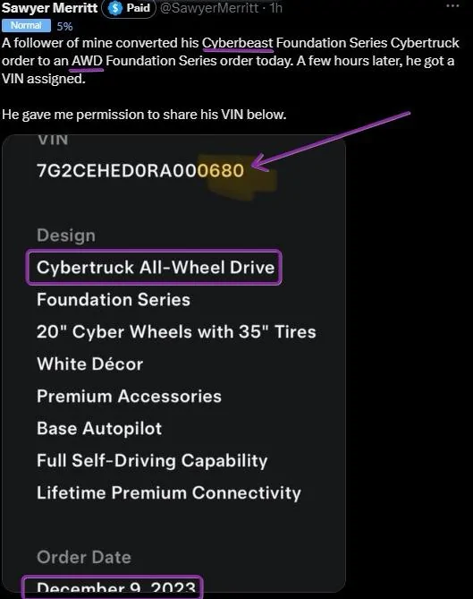 Tesla Cybertruck Tesla's Cybertruck VIN Activation Tracker (NOT Customer VIN Allocations) X17GrZ9
