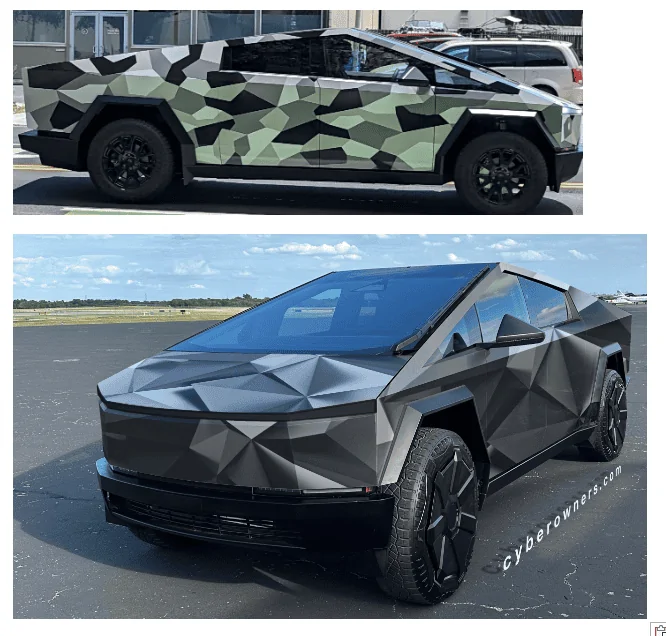 Tesla Cybertruck Dark Grey / Black Camo wrapped Cybertruck looks awesome 1705429933259