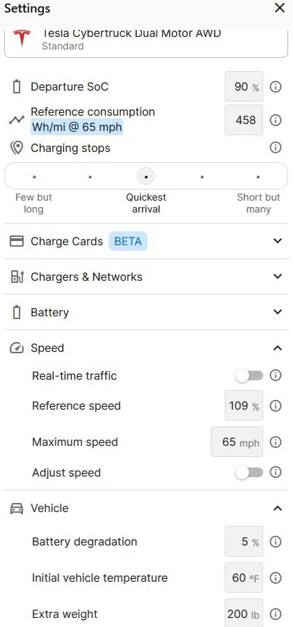 Tesla Cybertruck 🔋 Cybertruck owner's 280mi road trip -- range, consumption Wh/mi, charging speed (AWD Dual-Motor) 97ODHa4