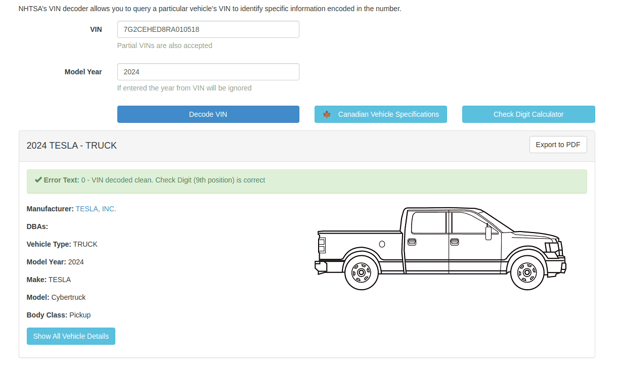 Tesla Cybertruck Tesla's Cybertruck VIN Activation Tracker (NOT Customer VIN Allocations) Screenshot from 2024-01-18 09-34-32