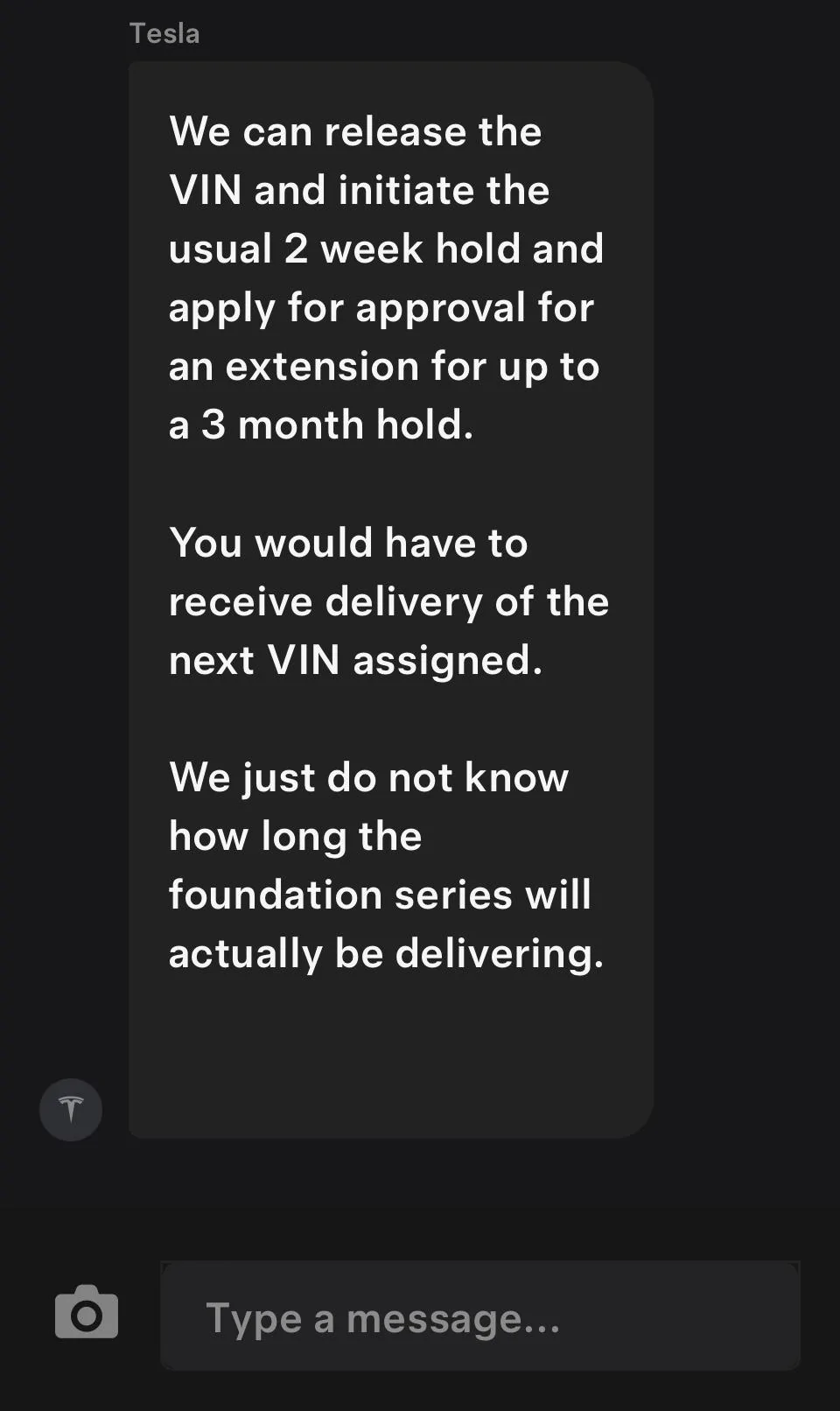 Tesla Cybertruck Tesla will change Foundation Series order to Non-FS without penalty (YMMV) IMG_9525