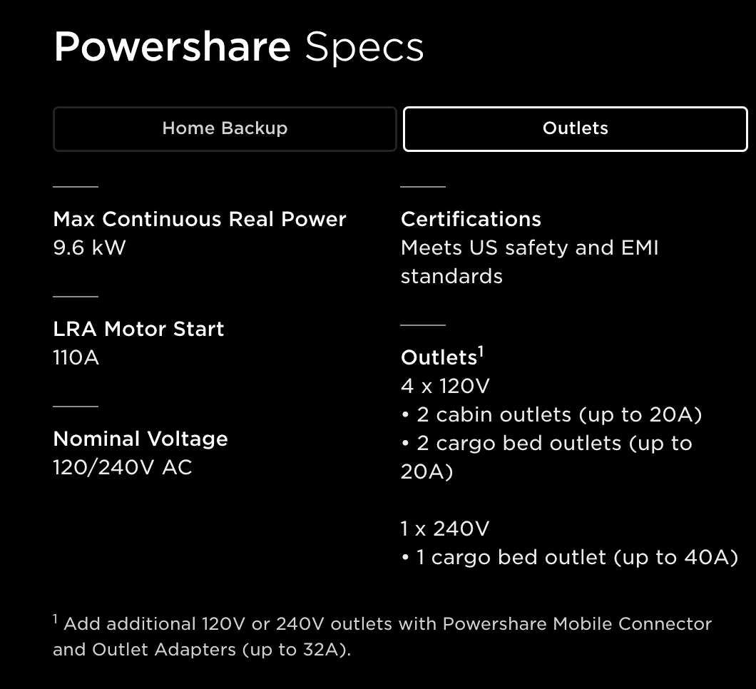 Tesla Cybertruck PowerShare availability for foundation series buyers. 1705619958993