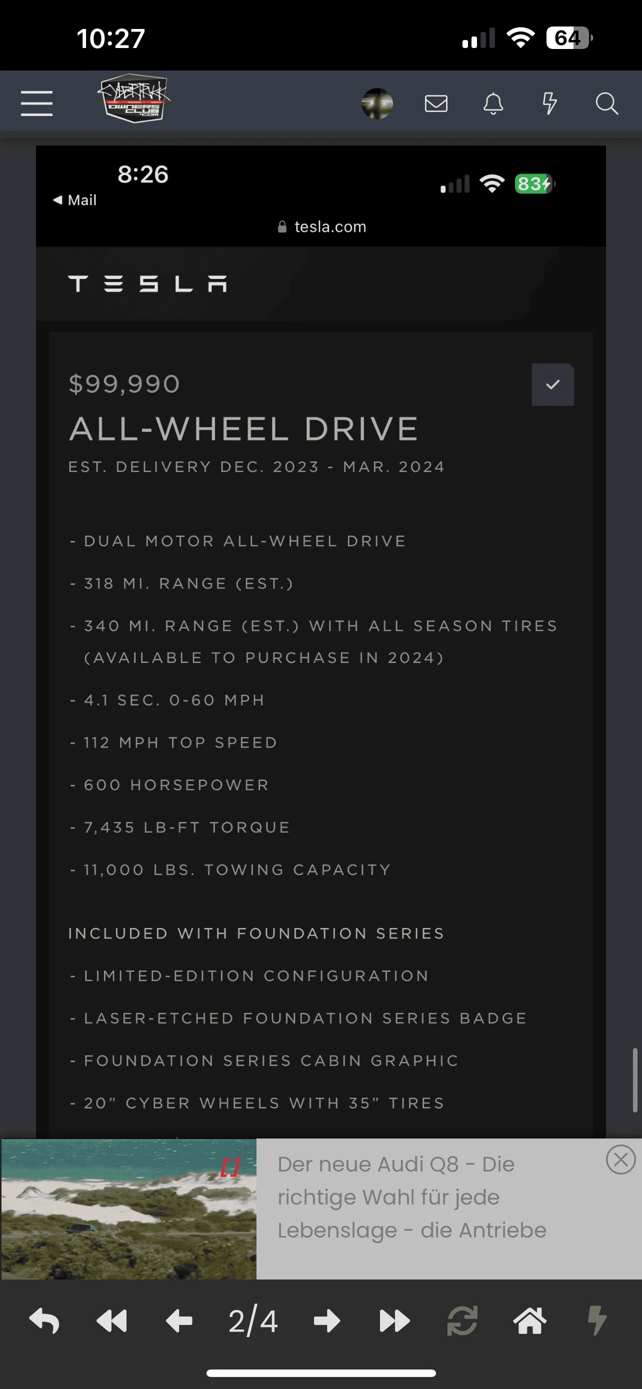 Tesla Cybertruck Estimated Delivery Window was not provided IMG_8237