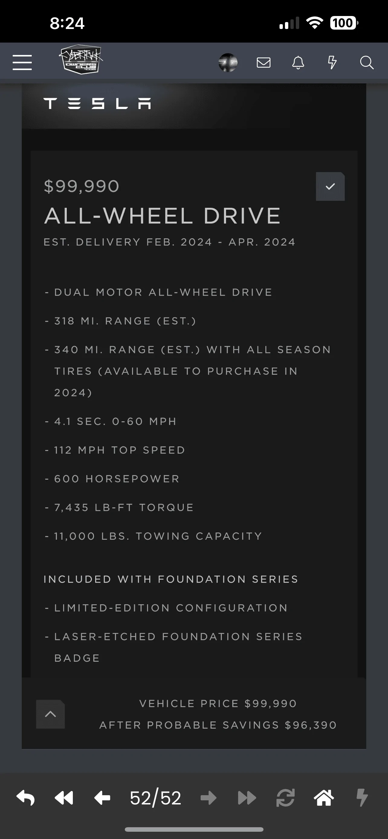Tesla Cybertruck Estimated Delivery Window was not provided 1705761958286