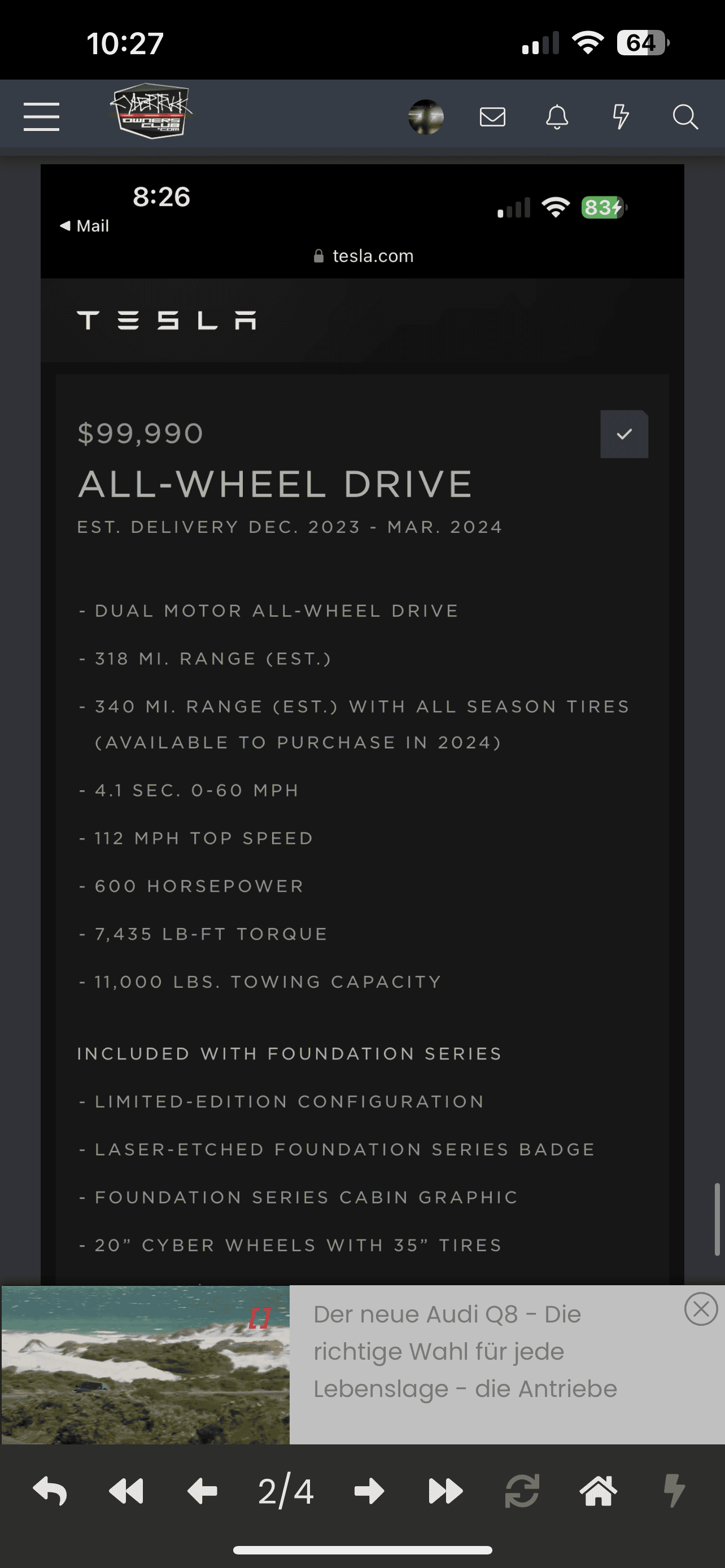 Tesla Cybertruck Estimated Delivery Window was not provided 1705762022572