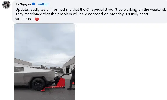 Tesla Cybertruck Cybertruck battery unexpectedly dies, requires towing, wont charge zimage7273