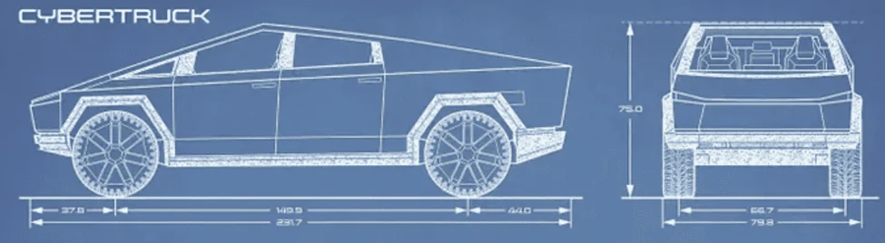 Tesla Cybertruck Turning radius update to come! Extra 7 degrees of steering angle for rear wheel steering (from 3 to 10 degrees) 1705844239034