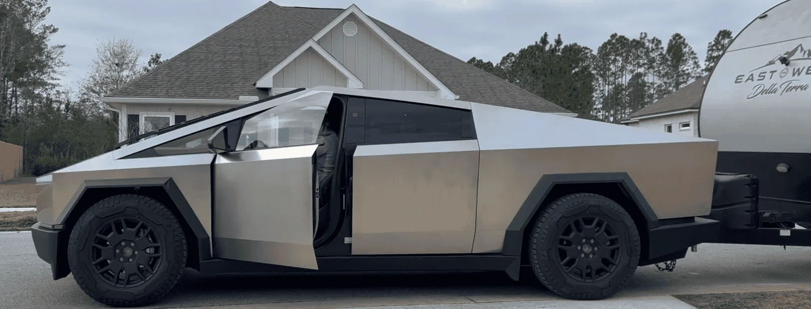 Tesla Cybertruck Towing 5700 lbs medium sized camper results w/ Cyberbeast Cybertruck zimage7279