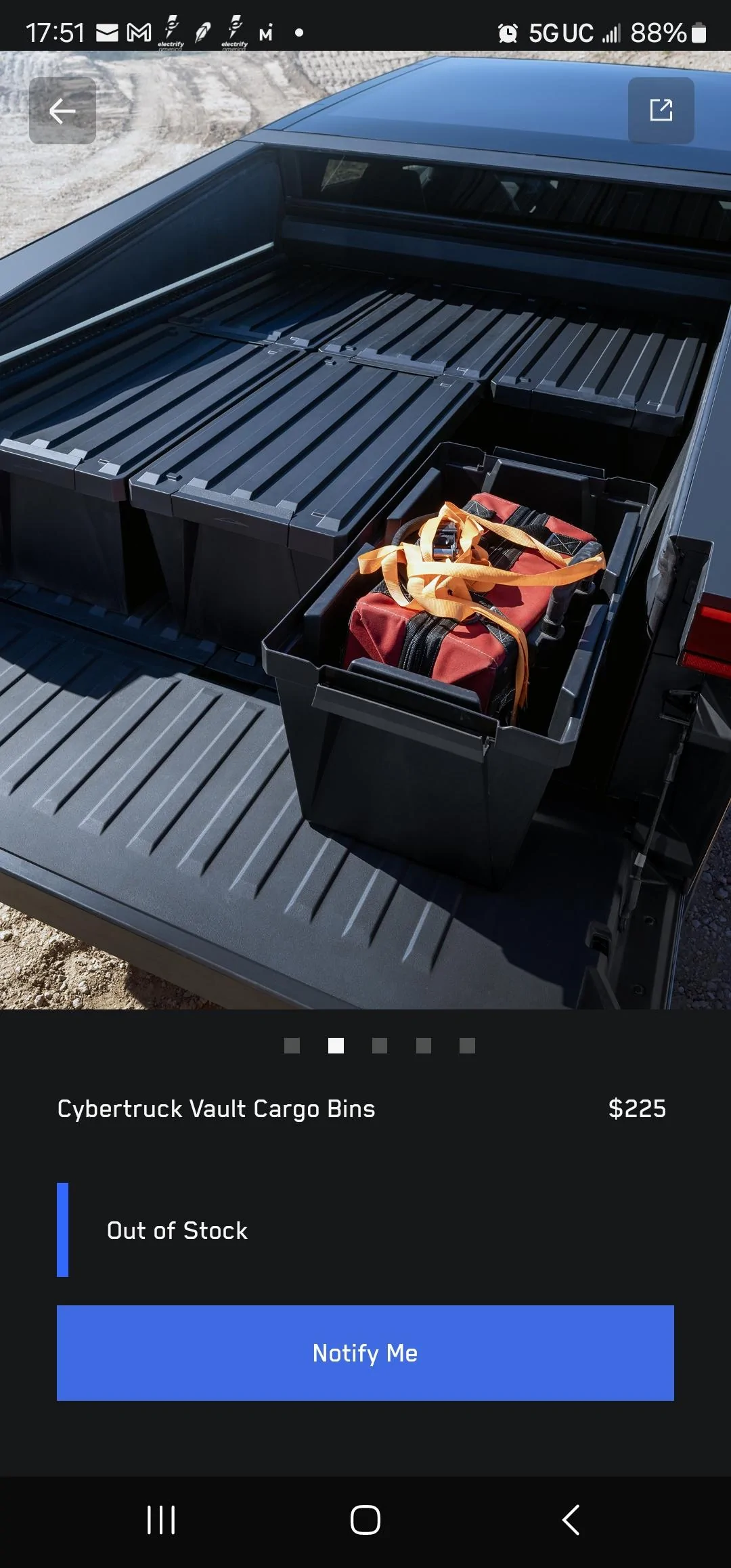Tesla Cybertruck Owner: tonneau bed cover is pretty water resistant and my consumption is 468 Wh/mi so far Screenshot_20240121_175106_Tesla