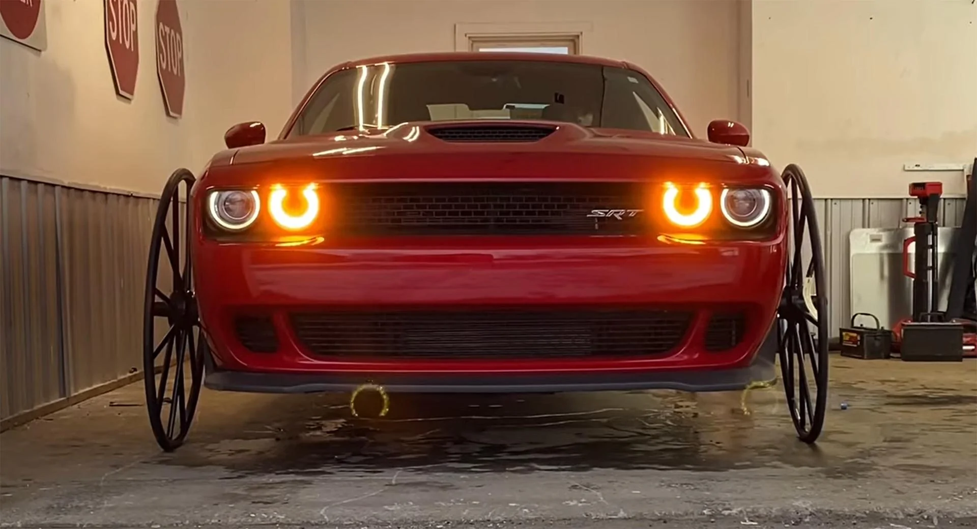 Tesla Cybertruck Aftermarket 325 wide tires + 18" Method wheels installed on Cybertruck Buggy-Wheel-Dodge-Challenger-3