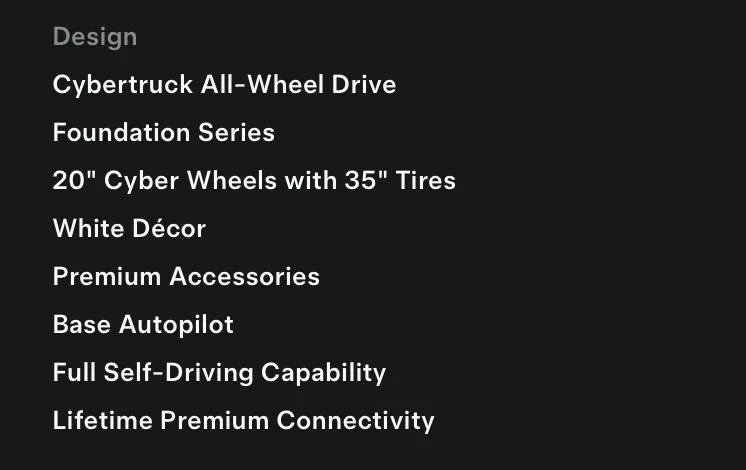 Tesla Cybertruck Just got an email to spec my Cybertruck. What does the extra $20K actually get me? IMG_5846