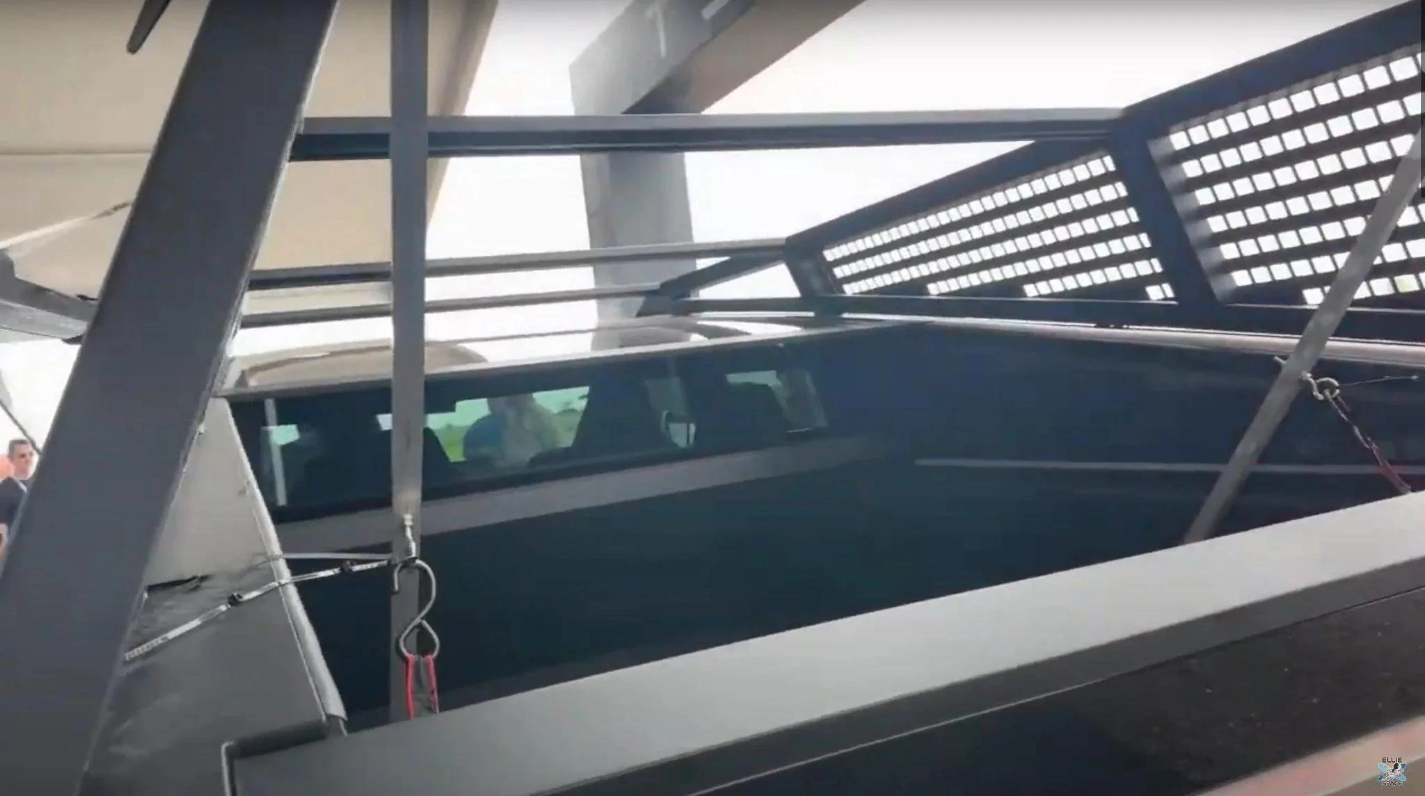 Tesla Cybertruck Why doesn’t Cybertruck shop sell this accessory (bed tool rack)? Tesla-Cybertruck-Grill-Accessory-Closeu
