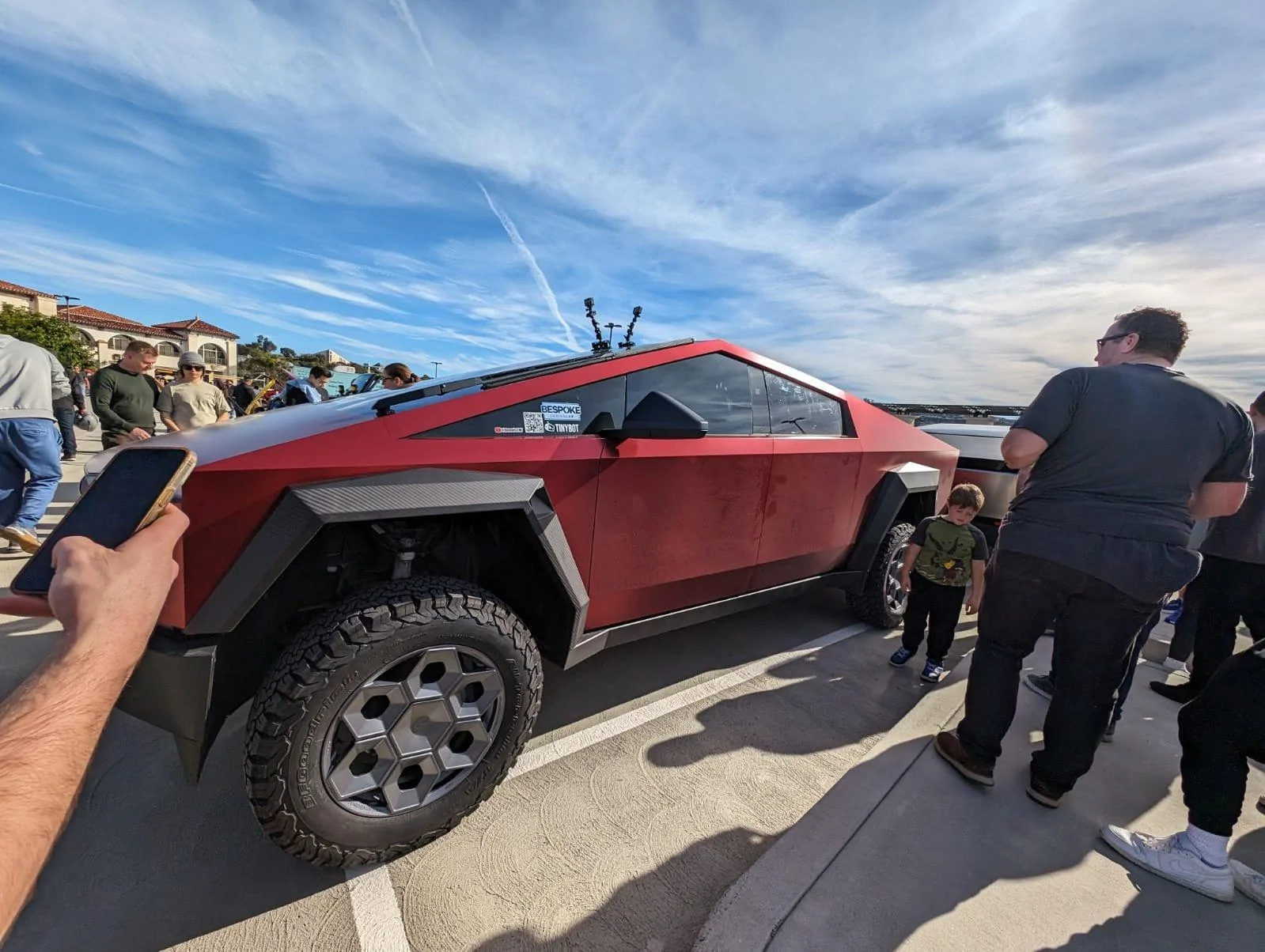 Tesla Cybertruck 🔴 Iron Man's Cybertruck 📐 FIRST RED WRAP! ⬇️ 100000% NOT CGI 423005432_10232933852393329_3837603367844928632_n