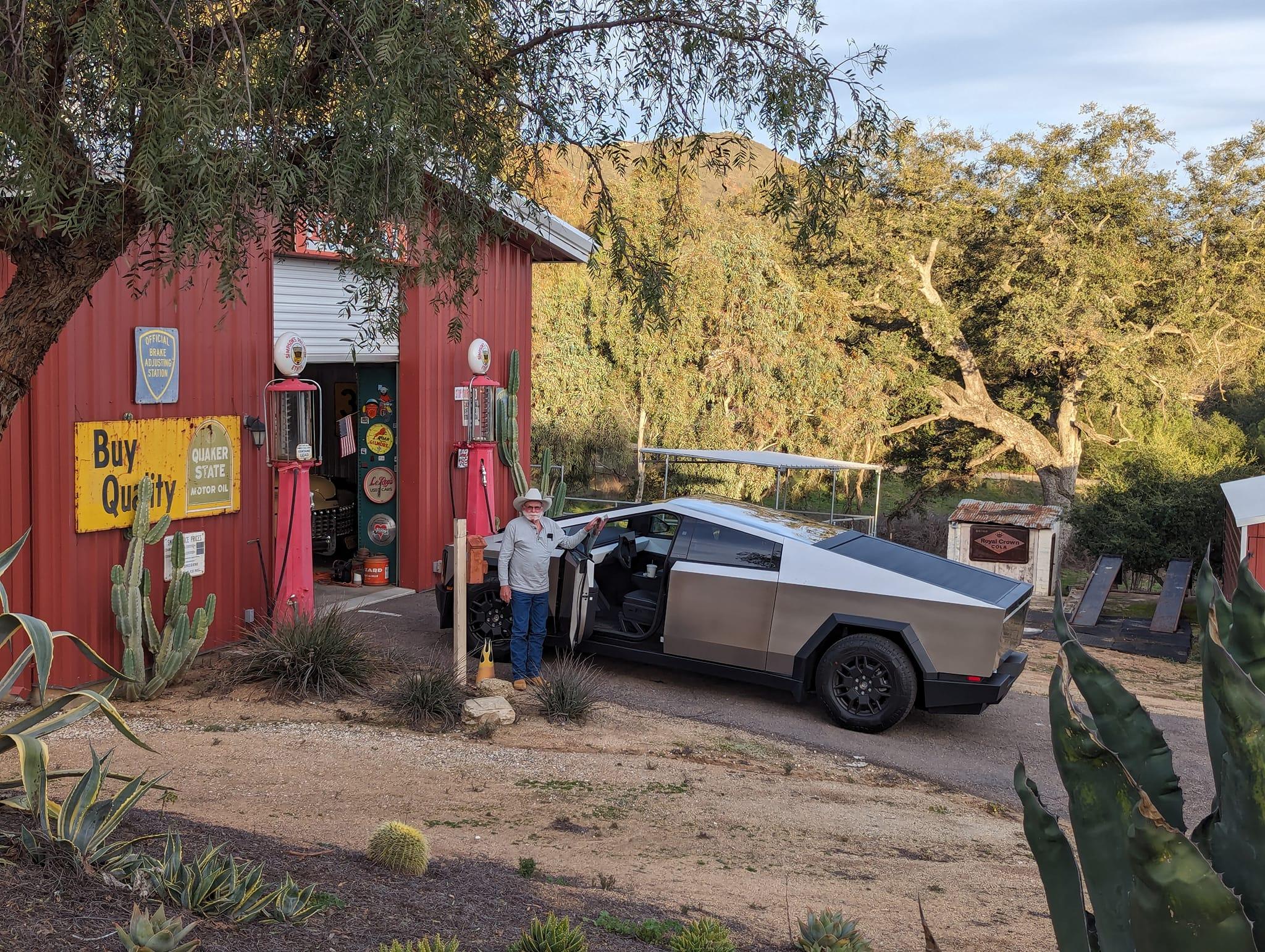 Tesla Cybertruck Photos - Cybertruck goes home to a farm ranch and shares garage with classic cars 424569898_10231191057789674_5479352831271185110_n