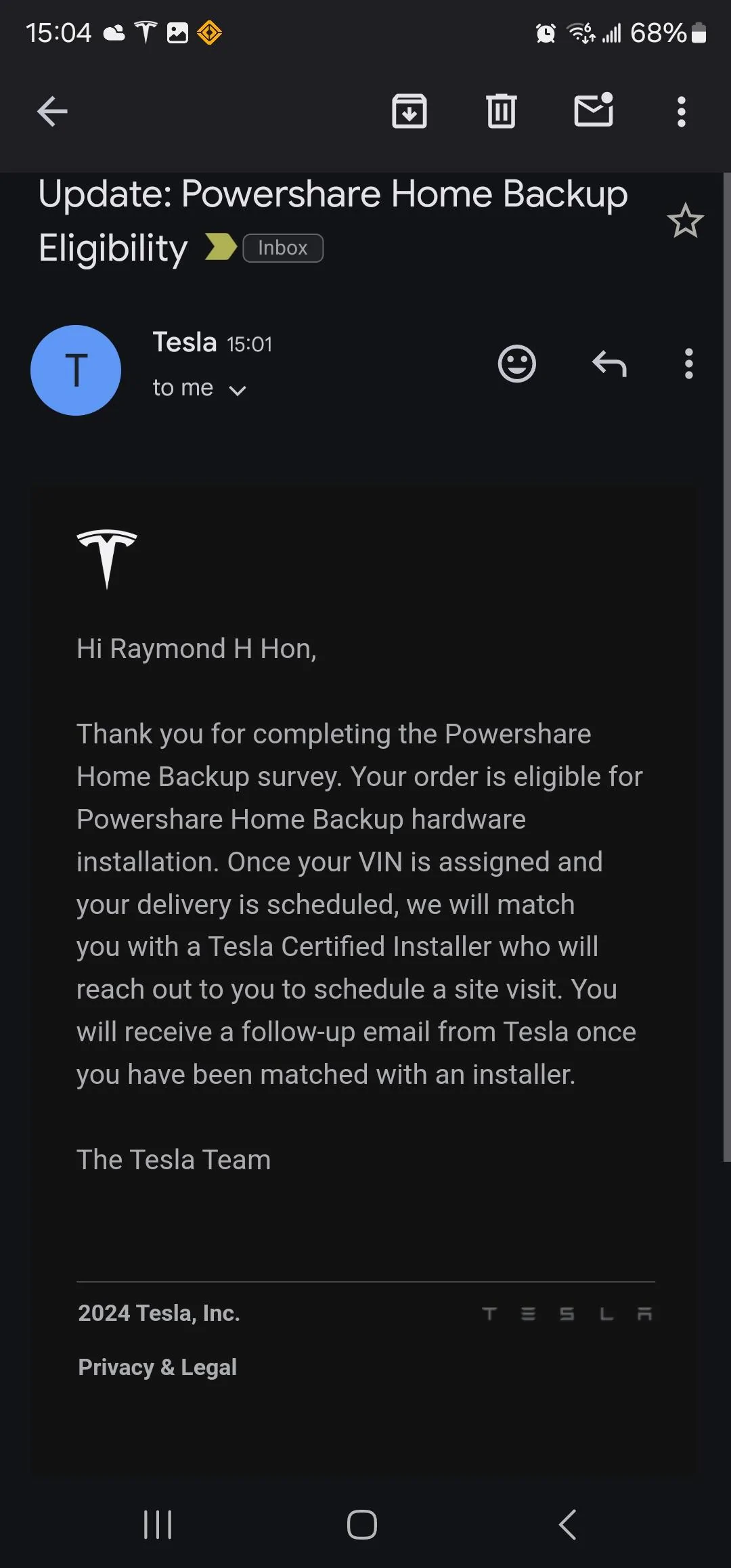 Tesla Cybertruck Cybertruck Foundation Series Delivered: Accessories and Quirks Screenshot_20240129_150456_Gmail