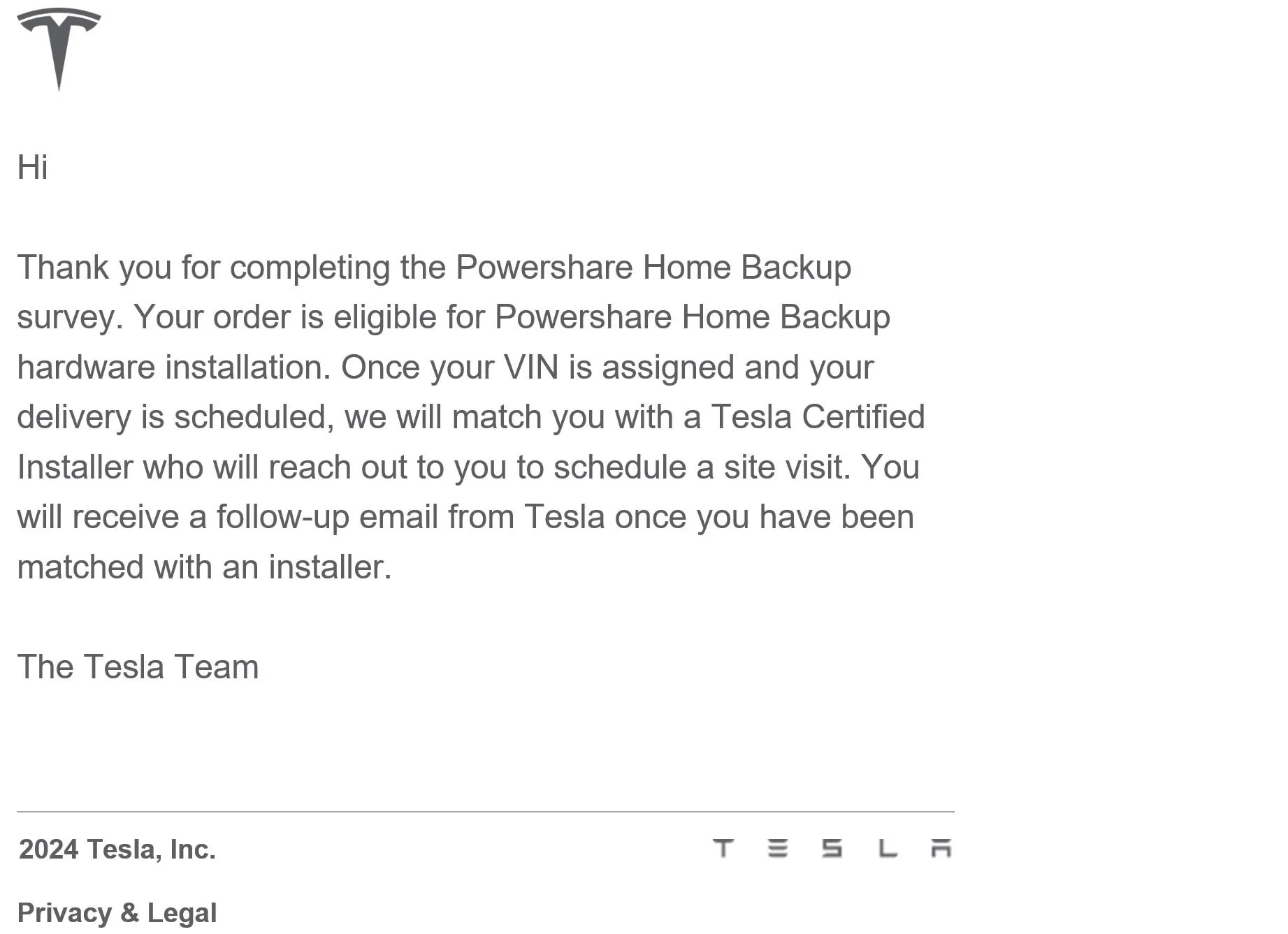Tesla Cybertruck Powershare Home Backup eligibility email received today 1/29/24 Tesla Powershar