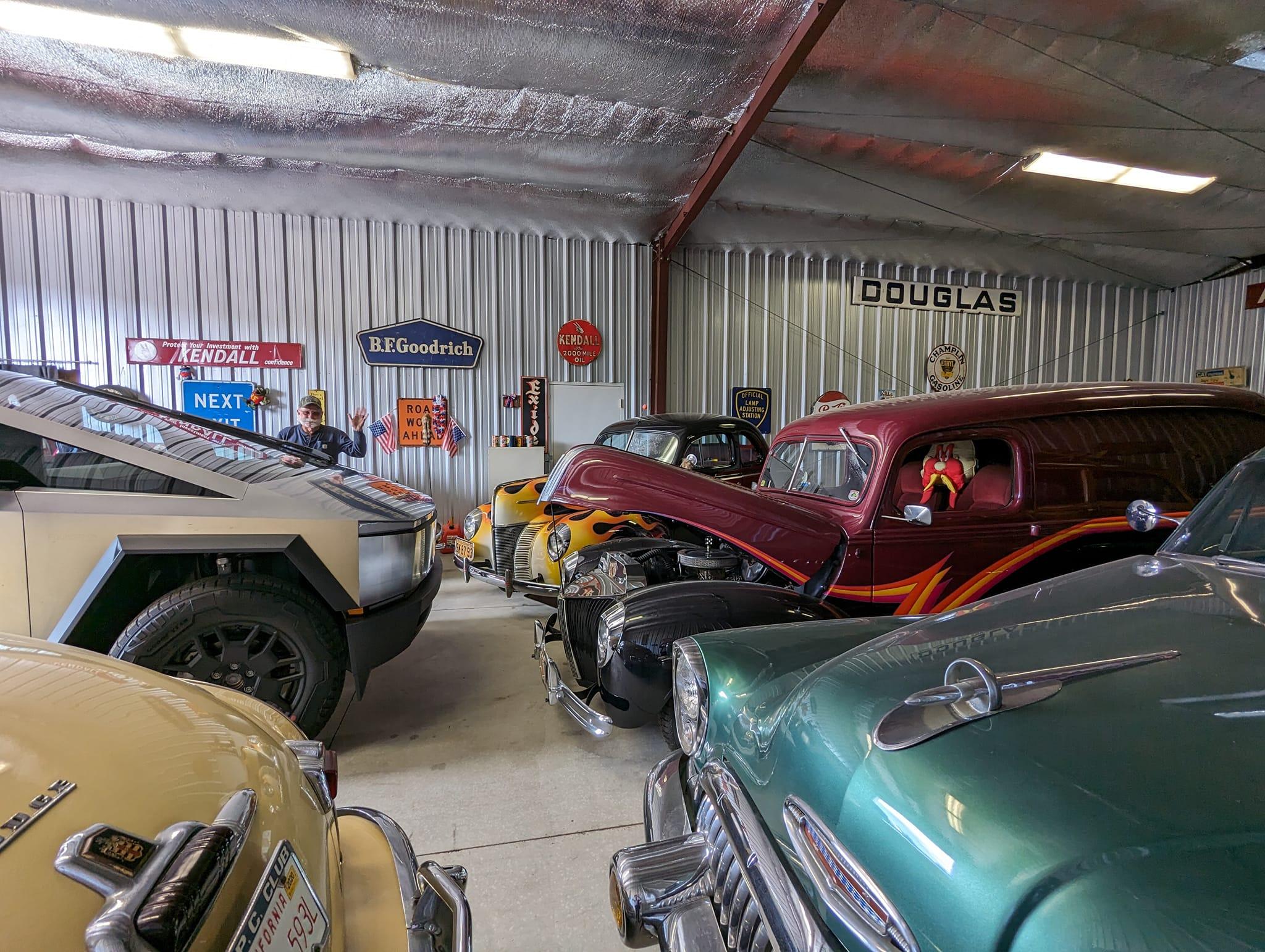 Tesla Cybertruck Photos - Cybertruck goes home to a farm ranch and shares garage with classic cars 422288845_10231179193733080_6990548686026551186_n