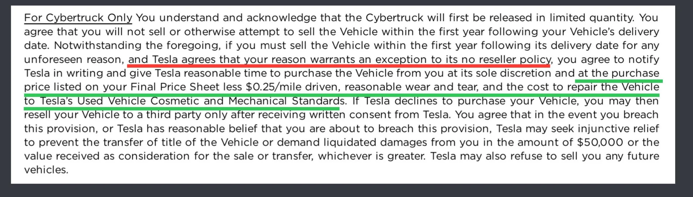 Tesla Cybertruck Question about Tesla buying the Cybertruck back within a year for purchased price less mileage and recondition cost IMG_8408
