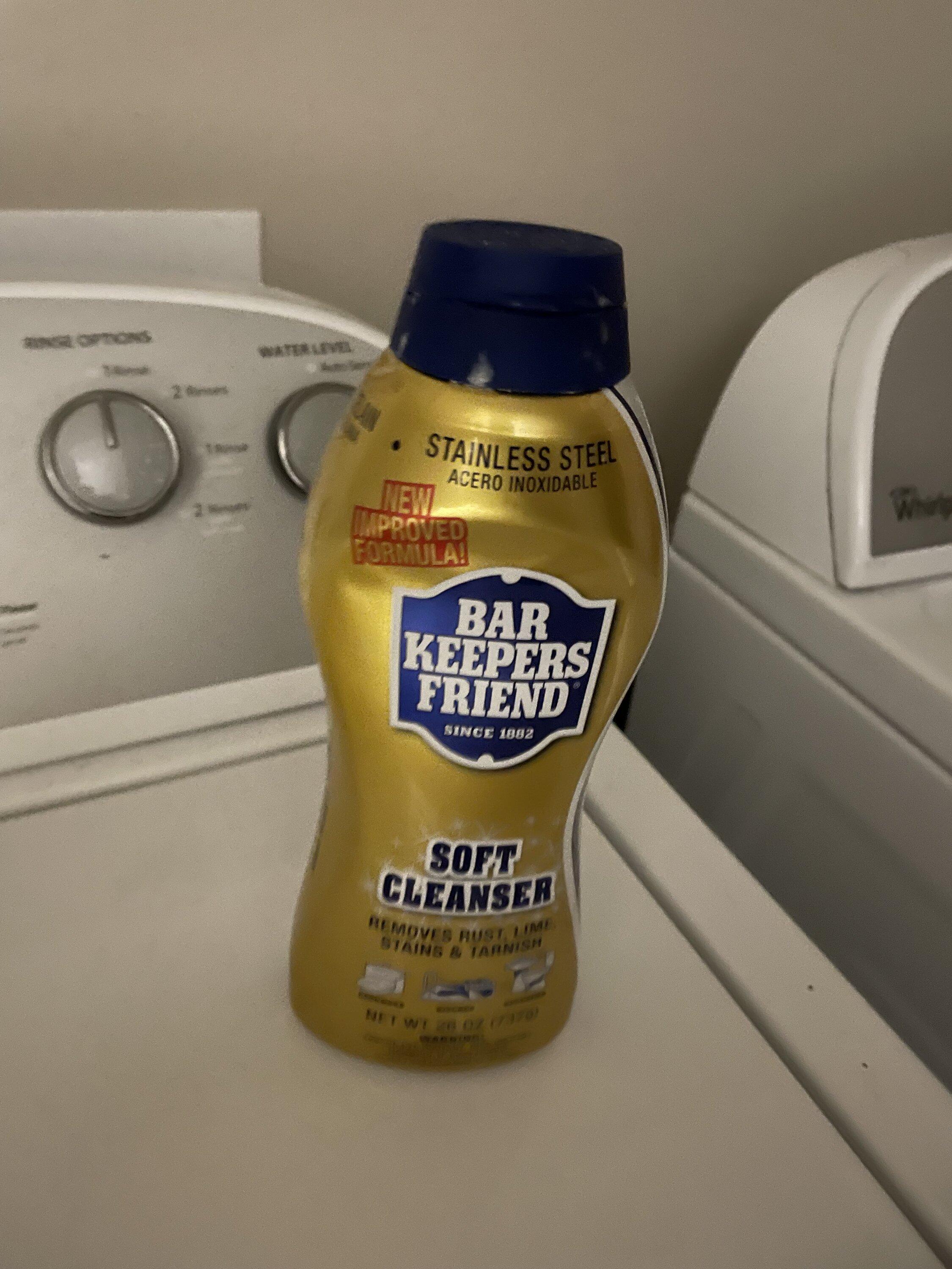 Tesla Cybertruck Bar Keepers Friend steel cleaner applied -- result photos IMG_3723