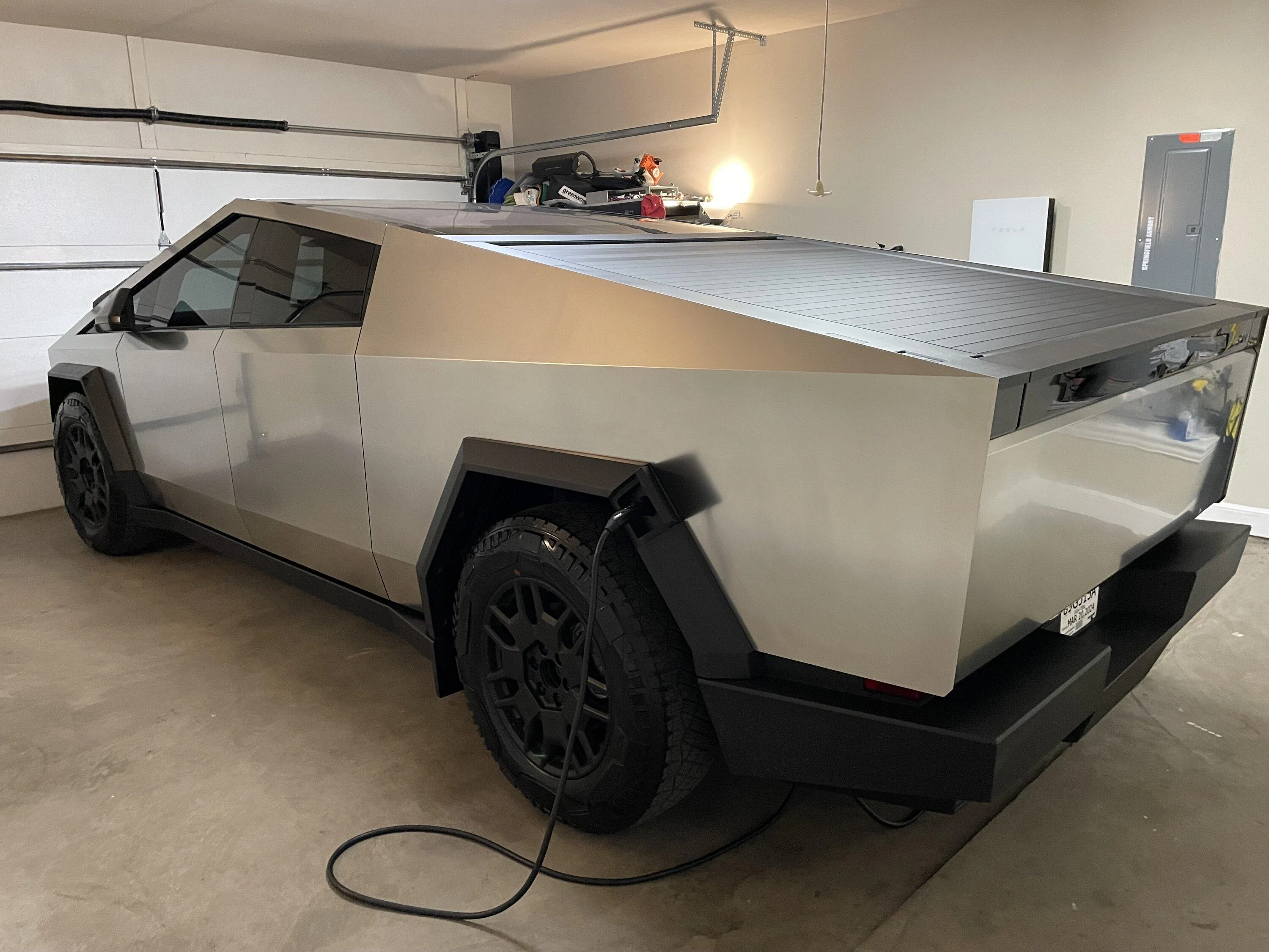 Tesla Cybertruck Bar Keepers Friend steel cleaner applied -- result photos IMG_3722