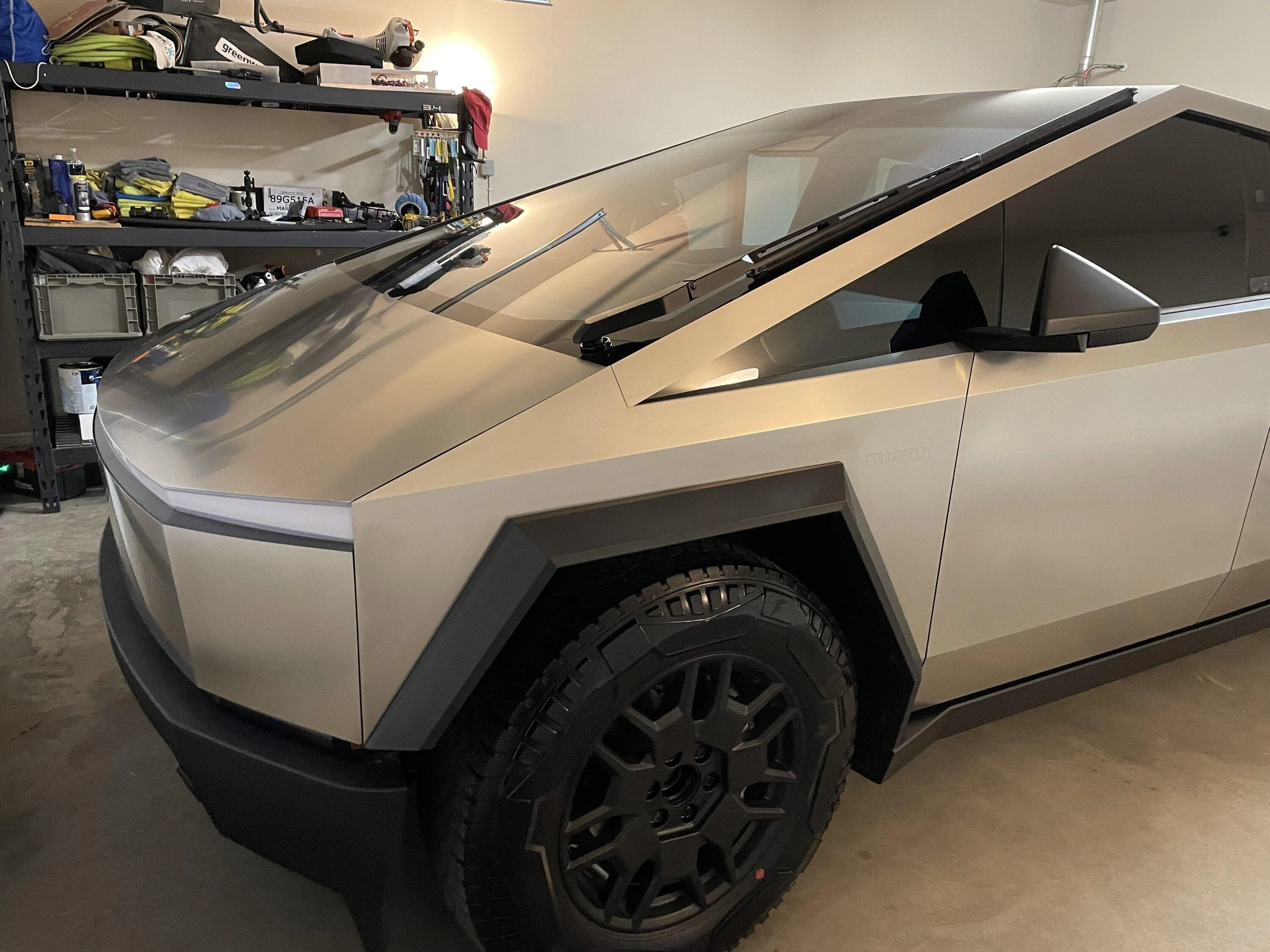 Tesla Cybertruck Bar Keepers Friend steel cleaner applied -- result photos IMG_3714