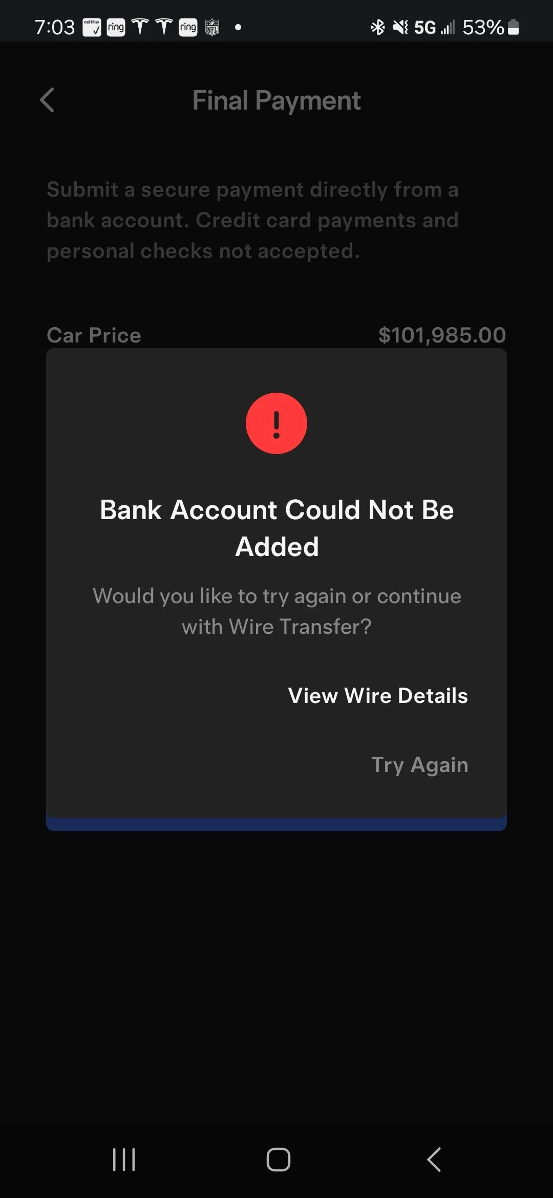 Tesla Cybertruck Plaid (bank transfer software) sucks... 1000014399